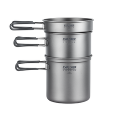 Explorer Bear Titanium 3-Piece Pot & Pan Cook Set