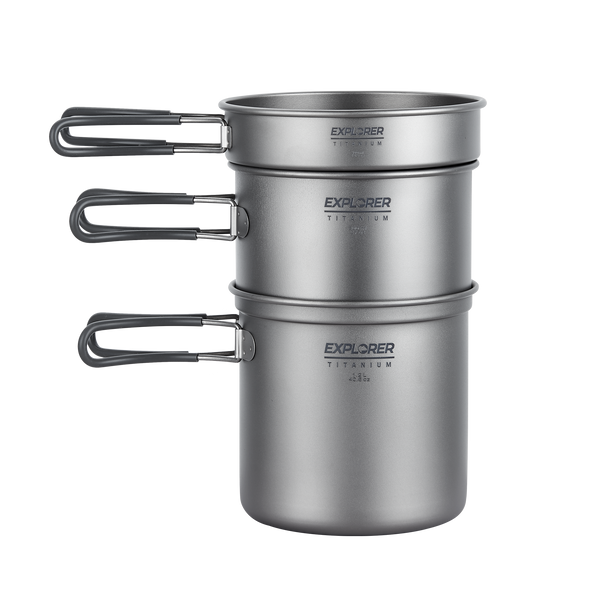 Explorer Bear Titanium 3-Piece Pot & Pan Cook Set
