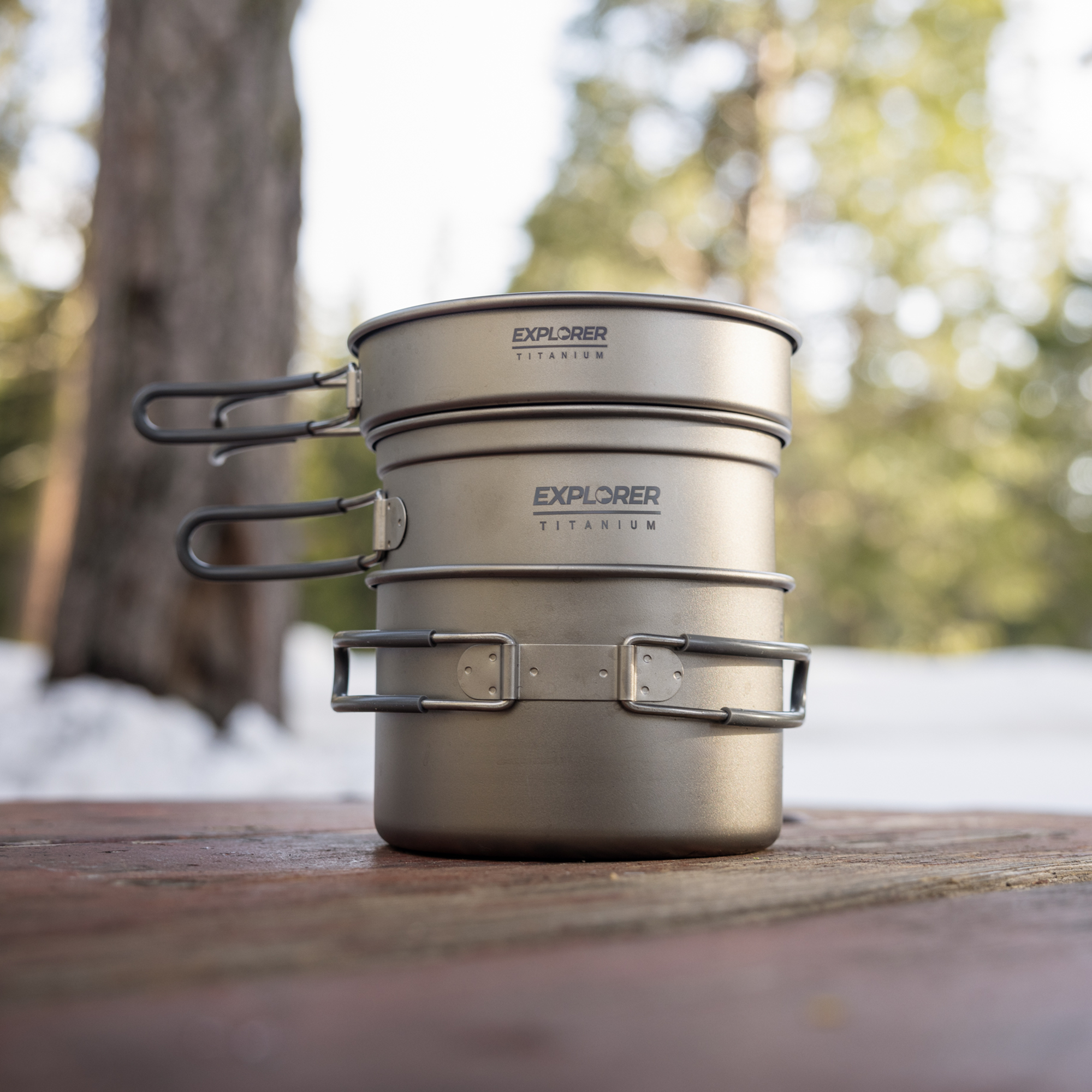Explorer Bear Titanium 3-Piece Pot & Pan Cook Set Explorer Bear Titanium 3-Piece Pot & Pan Cook Set