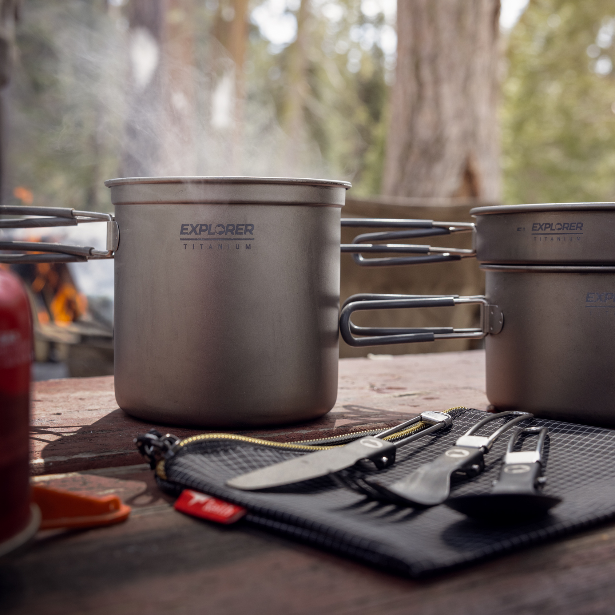 Explorer Bear Titanium 3-Piece Pot & Pan Cook Set Explorer Bear Titanium 3-Piece Pot & Pan Cook Set