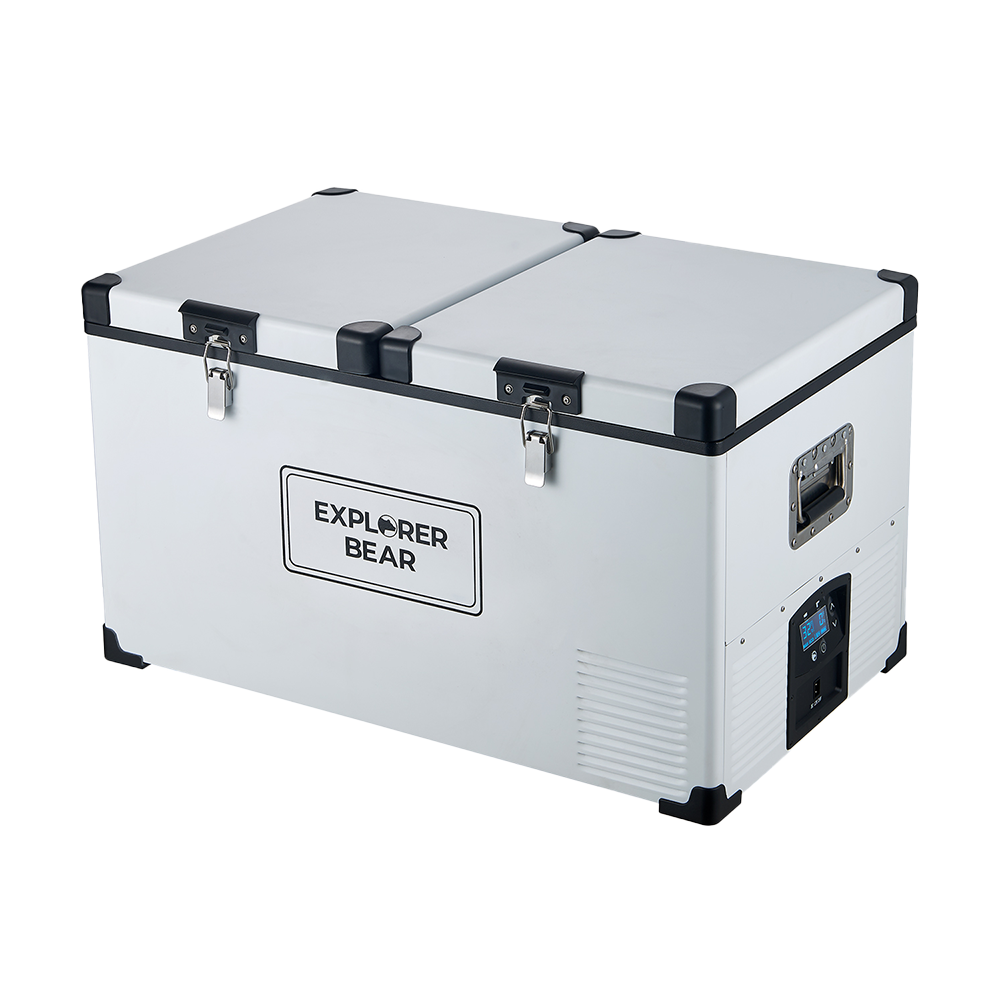 Explorer Bear EX75DB/EX75DW 79.3QT/75L 12/24V Portable Dual Zone Electric Fridge Freezer Powered by LG Compressor