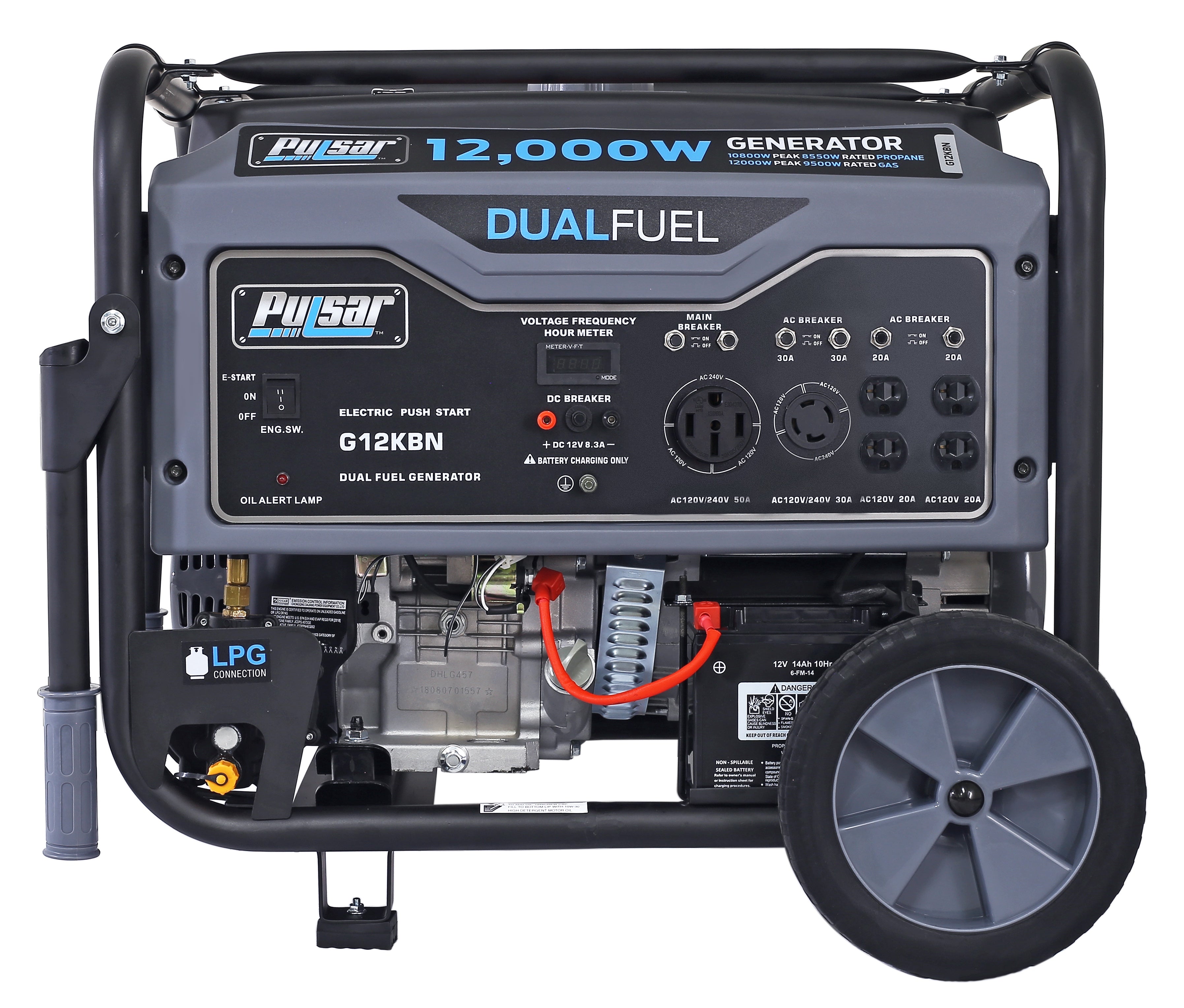 Pulsar 12000W Heavy Duty Dual Fuel Portable Generator G12KBN